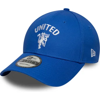 Gorra curva azul ajustable 9FORTY Seasonal de Manchester United Football Club Premier League de New Era