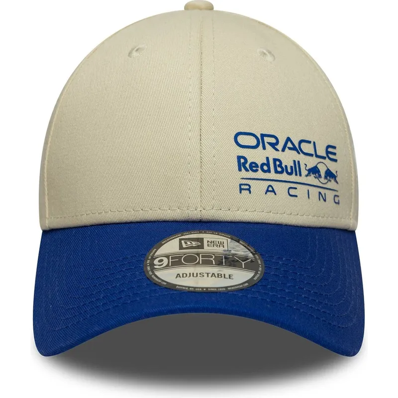 beige-und-blaue-verstellbare-curved-cap-9forty-seasonal-von-red-bull-racing-formula-1-von-new-era