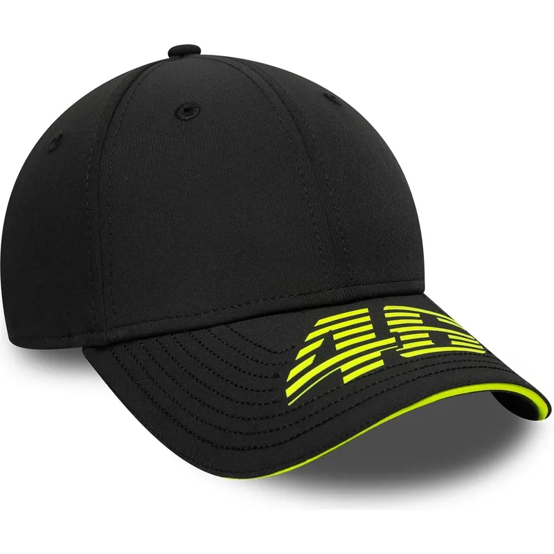 new-era-curved-brim-9forty-recycled-stripe-valentino-rossi-vr46-motogp-black-adjustable-cap