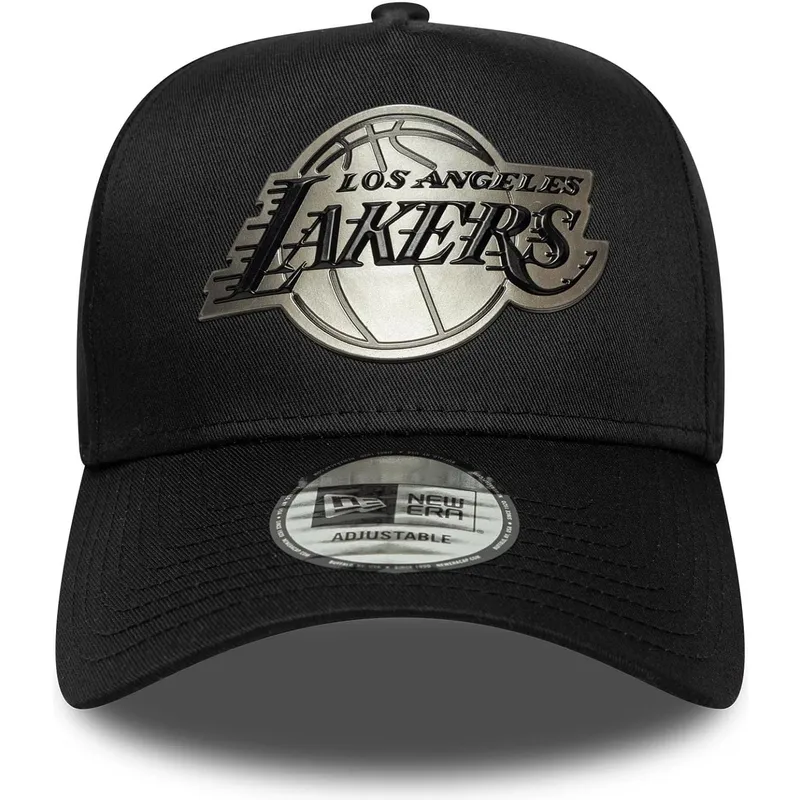 gorra-curva-negra-snapback-9forty-e-frame-metallic-de-los-angeles-lakers-nba-de-new-era