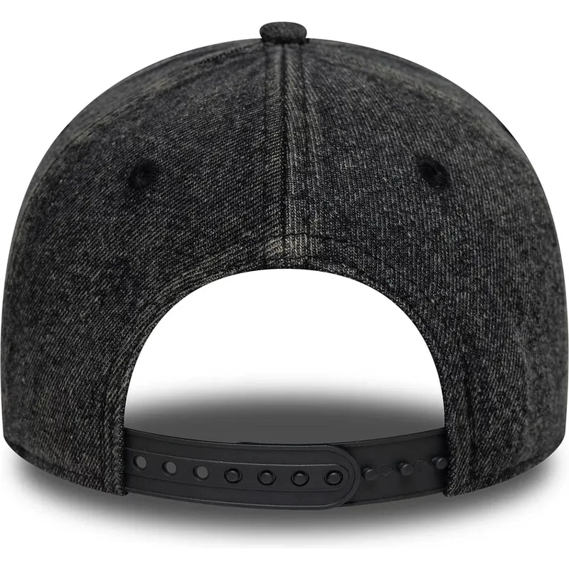 schwarze-gebogene-snapback-kappe-9forty-e-frame-denim-der-los-angeles-dodgers-mlb-von-new-era