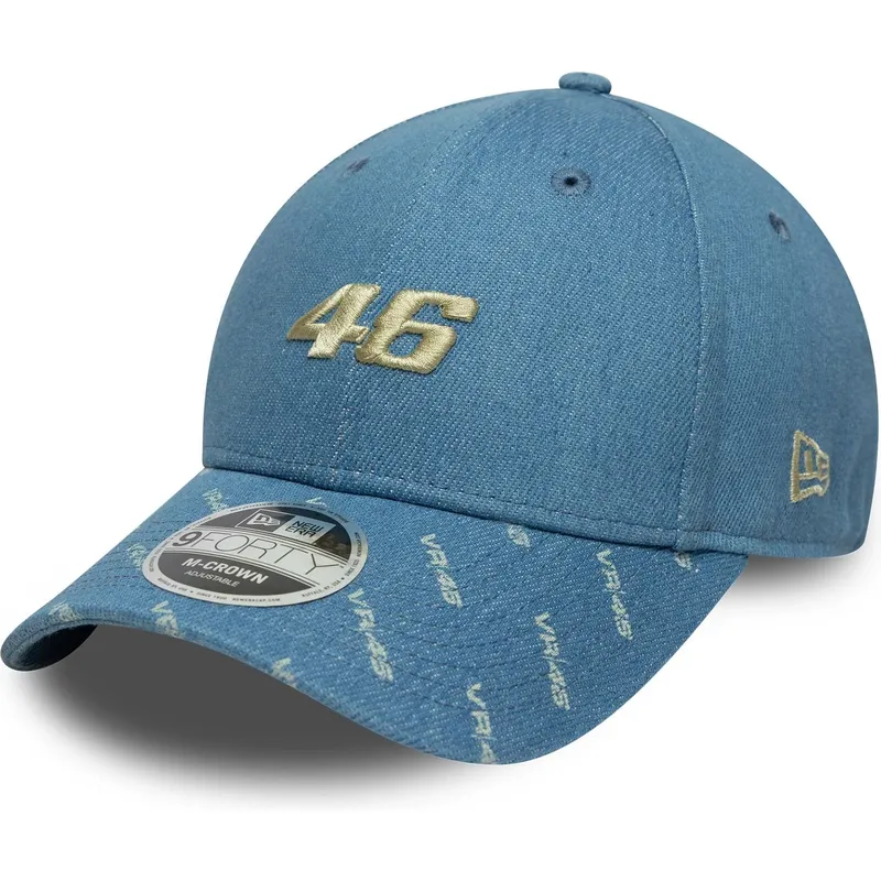 new-era-curved-brim-9forty-m-crown-denim-valentino-rossi-vr46-motogp-blue-snapback-cap