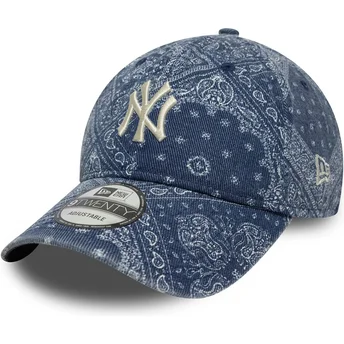 Blaue verstellbare Curved Cap 9TWENTY Washed Paisley der New York Yankees MLB von New Era