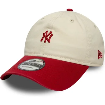 Gorra curva beige y roja ajustable 9TWENTY Mini Washed de New York Yankees MLB de New Era