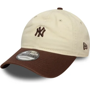 Böjd keps beige och brun justerbar 9TWENTY Mini Washed New York Yankees MLB från New Era