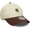 new-era-curved-brim-9twenty-mini-washed-new-york-yankees-mlb-beige-and-brown-adjustable-cap