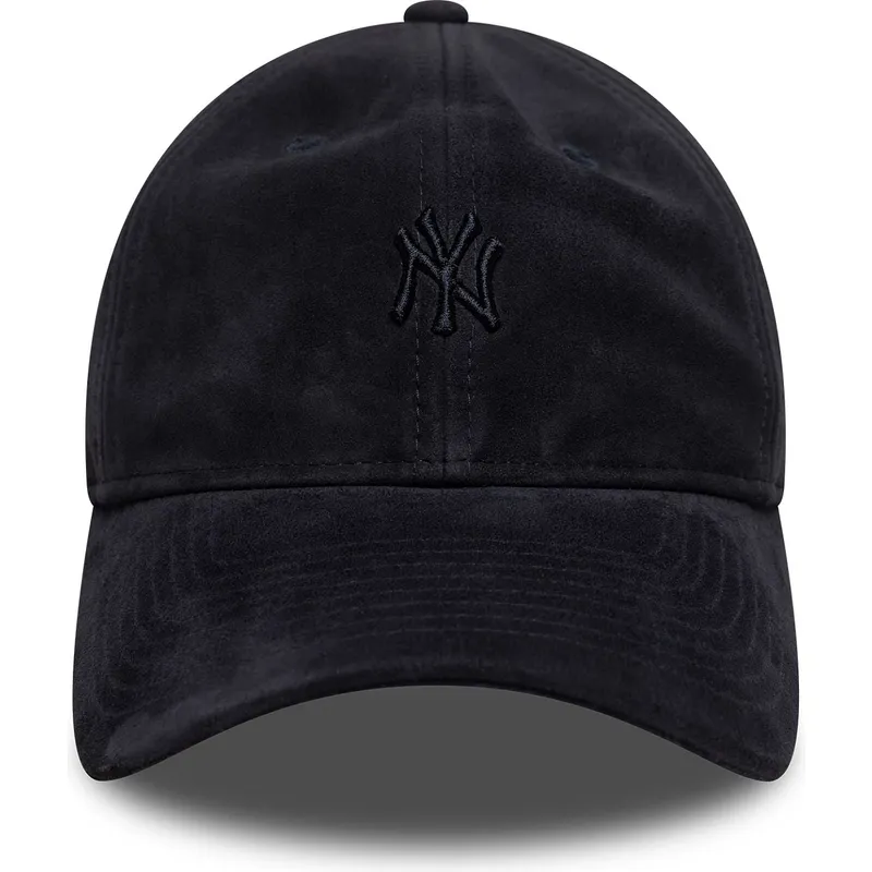 marineblaue-verstellbare-curved-cap-mit-marineblauen-logo-9twenty-suede-der-new-york-yankees-mlb-von-new-era