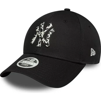 Gorra curva negra ajustable para mujer 9FORTY Animal Infill de New York Yankees MLB de New Era