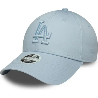 Ljusblå justerbar kurvad keps med blå logotyp för dam 9FORTY Metallic Logo från Los Angeles Dodgers MLB av New Era