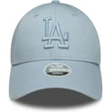 ljusbla-justerbar-kurvad-keps-med-bla-logotyp-for-dam-9forty-metallic-logo-fran-los-angeles-dodgers-mlb-av-new-era