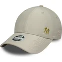 new-era-curved-brim-women-golden-logo-9forty-flawless-new-york-yankees-mlb-beige-adjustable-cap
