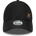 new-era-curved-brim-women-bronze-logo-9forty-flawless-new-york-yankees-mlb-black-adjustable-cap