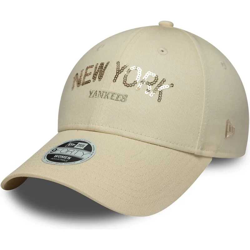 cap-ivelt-bezhov-reguliruema-lenta-9forty-sequin-wordmark-new-york-yankees-mlb-new-era
