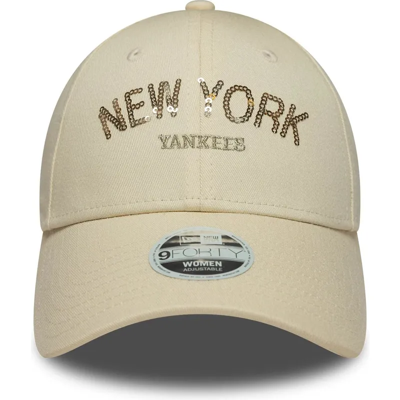 cap-ivelt-bezhov-reguliruema-lenta-9forty-sequin-wordmark-new-york-yankees-mlb-new-era