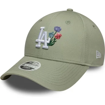 Ljusgrön justerbar kurvad keps för dam 9FORTY Floral Icon från Los Angeles Dodgers MLB av New Era