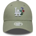 new-era-curved-brim-women-9forty-floral-icon-los-angeles-dodgers-mlb-light-green-adjustable-cap