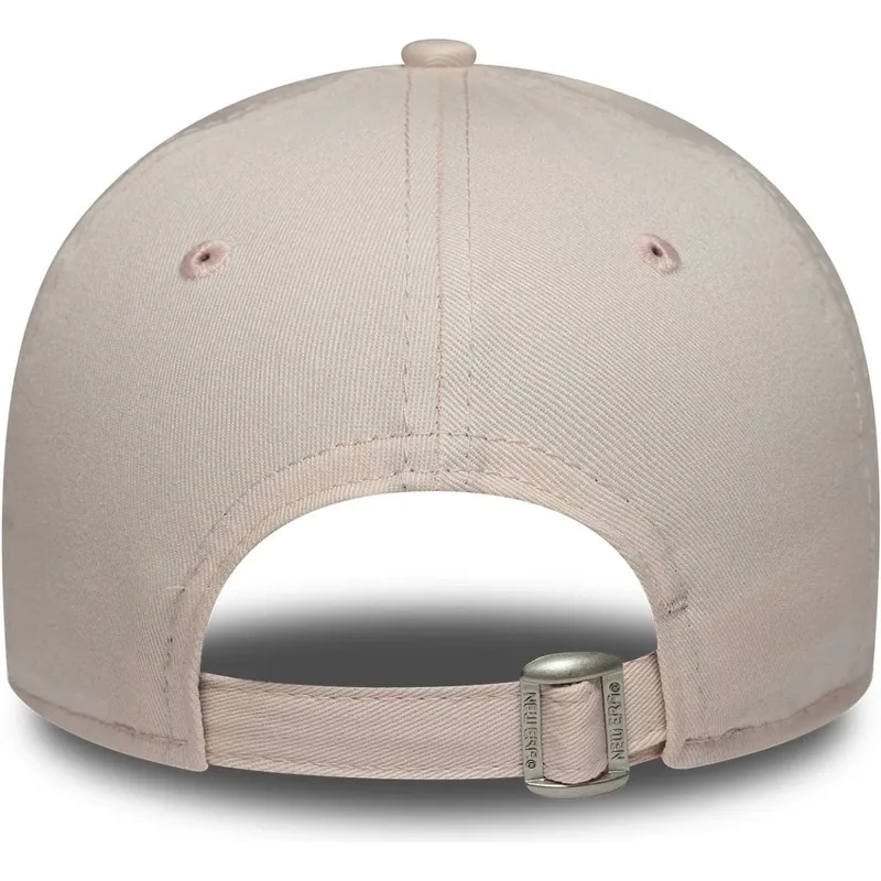 rosafarbene-verstellbare-curved-cap-mit-rosa-logo-fur-damen-9forty-league-essential-midi-der-los-angeles-dodgers-mlb-von-new-era