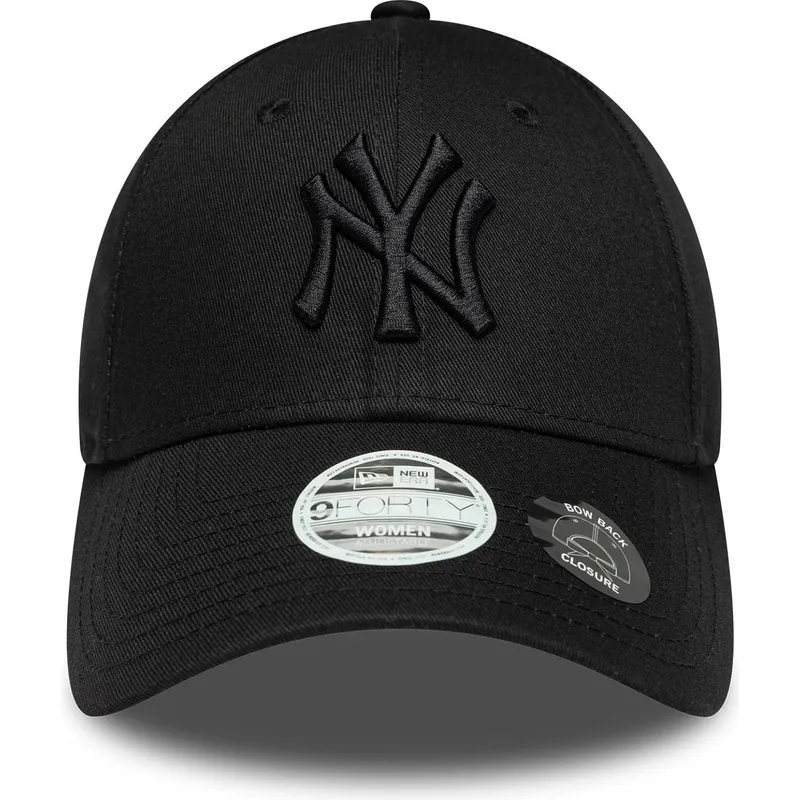 new-era-curved-brim-women-black-logo-9forty-bow-back-new-york-yankees-mlb-black-adjustable-cap