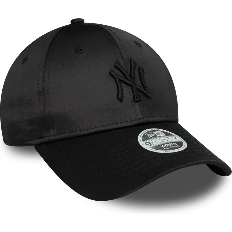 schwarze-gebogene-snapback-kappe-mit-schwarzem-logo-fur-damen-9forty-satin-der-new-york-yankees-mlb-von-new-era