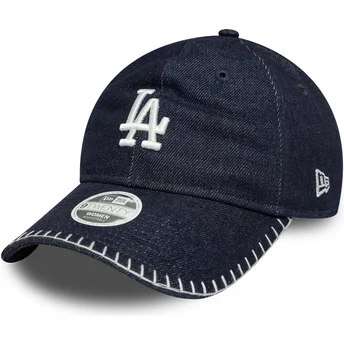 Marinblå böjd justerbar keps för dam 9TWENTY Denim Stitch från Los Angeles Dodgers MLB av New Era