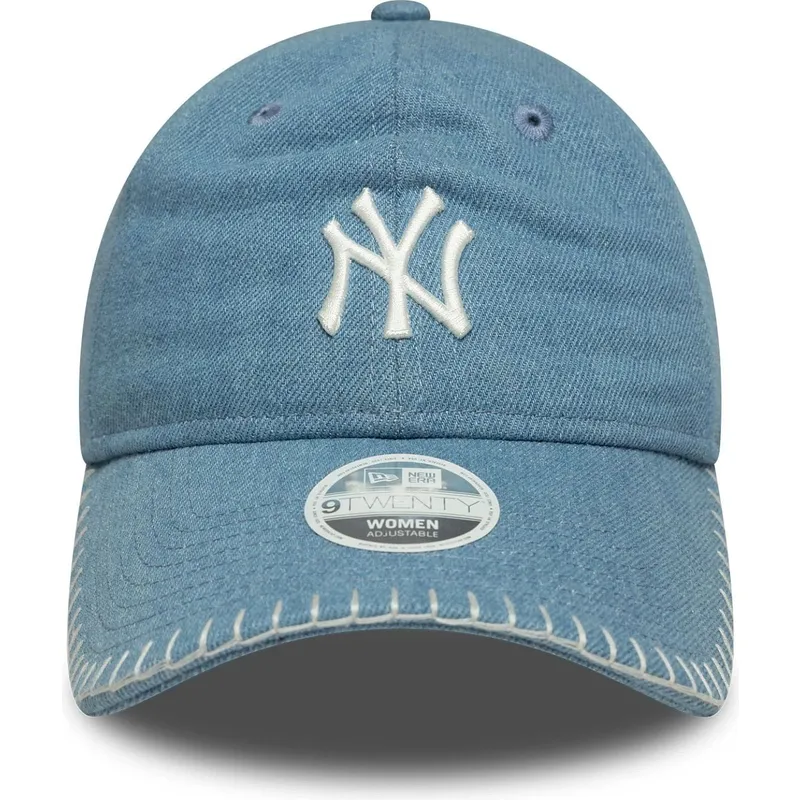 new-era-curved-brim-women-9twenty-denim-stitch-new-york-yankees-mlb-blue-adjustable-cap
