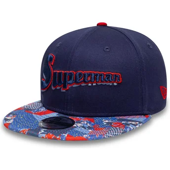 Dunkelblaue flache Snapback-Kappe für Kinder 9FIFTY von Superman DC Comics von New Era