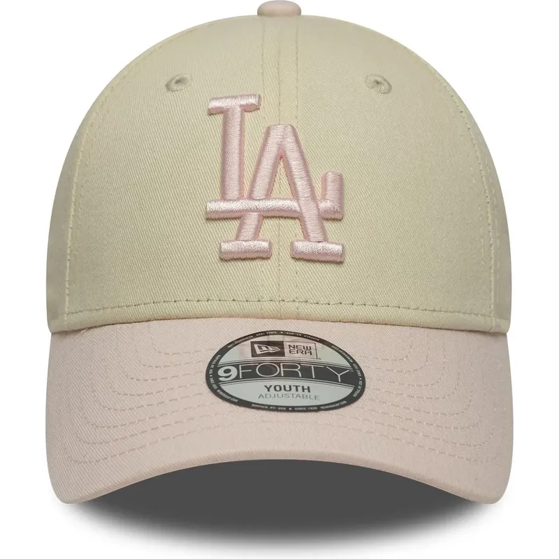bojd-beige-och-rosa-justerbar-keps-for-barn-9forty-league-essential-los-angeles-dodgers-mlb-fran-new-era