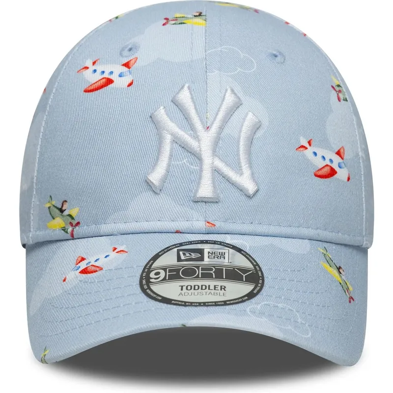 ljusbla-bojd-justerbar-keps-for-smabarn-9forty-plane-all-over-print-fran-new-york-yankees-mlb-av-new-era