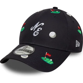 Sapkák ívelt sötétkék állítható pánt 9FORTY Golf All Over Print New Era