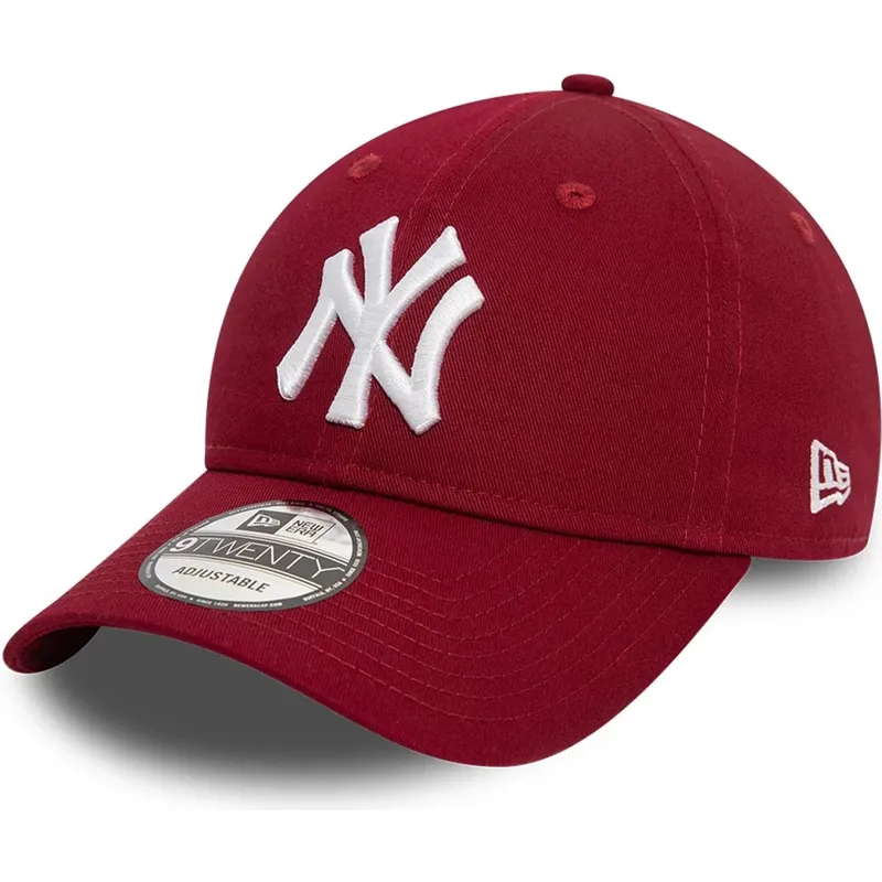 new-era-curved-brim-9twenty-league-essential-new-york-yankees-mlb-dark-red-adjustable-cap