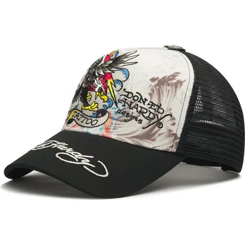 Ed Hardy Tattoo Eagle Graphic White and Black Trucker Hat