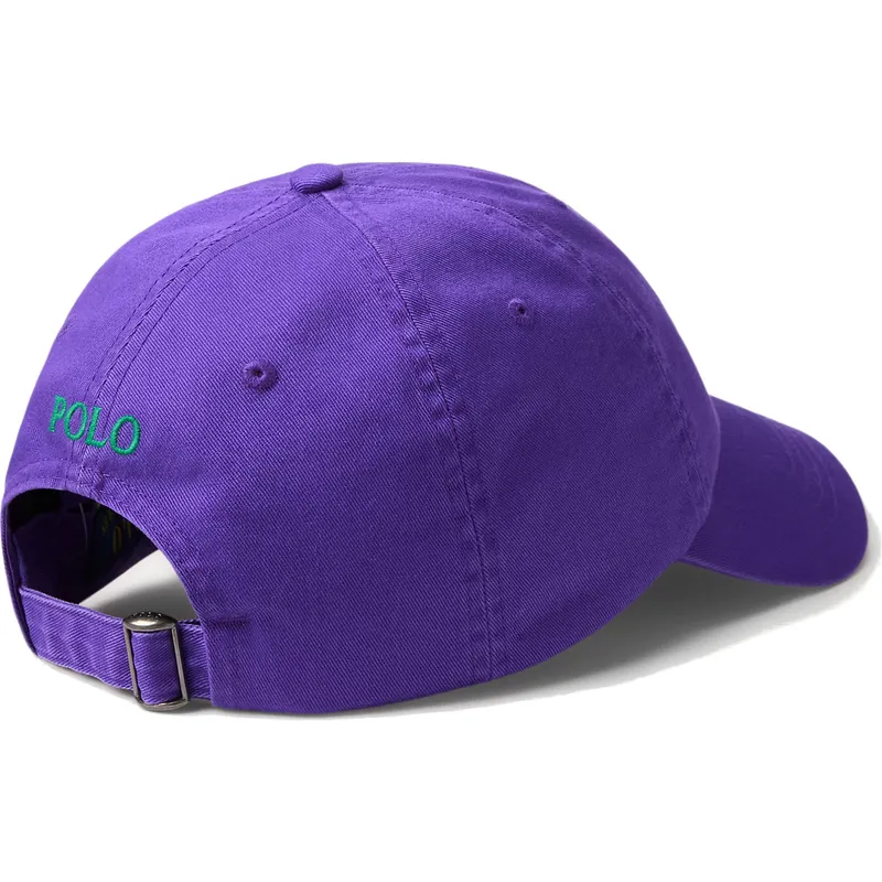 violette-verstellbare-curved-cap-mit-grunem-logo-cotton-chino-classic-sport-von-polo-ralph-lauren