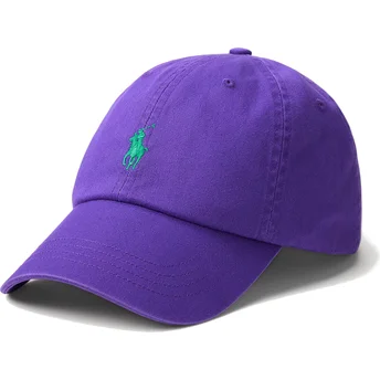 Violette verstellbare Curved Cap mit grünem Logo Cotton Chino Classic Sport von Polo Ralph Lauren
