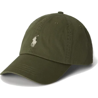Grüne verstellbare Curved Cap mit beigem Logo Cotton Chino Classic Sport von Polo Ralph Lauren