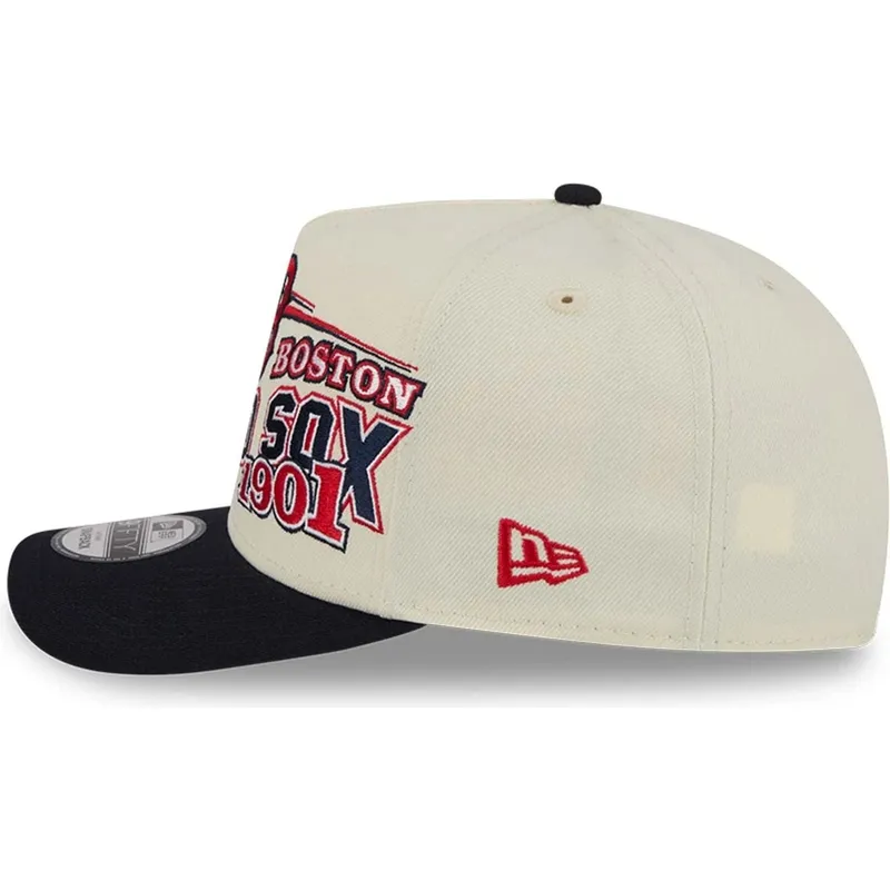 beige-och-svart-kurvad-keps-snapback-9fifty-a-frame-classic-fran-boston-red-sox-mlb-av-new-era