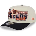 beige-und-marineblaue-gebogene-snapback-kappe-9fifty-a-frame-classic-der-detroit-tigers-mlb-von-new-era