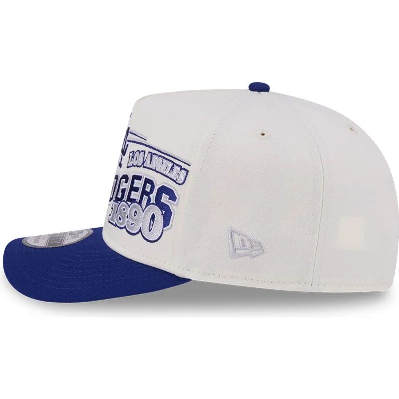 beige-und-blaue-gebogene-snapback-kappe-9fifty-a-frame-classic-der-los-angeles-dodgers-mlb-von-new-era
