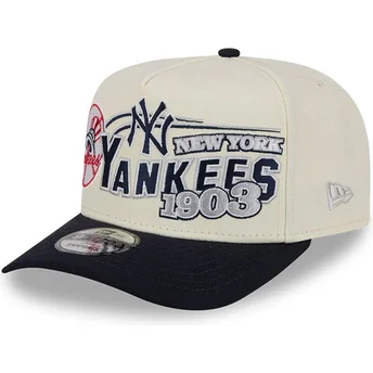 Böjd keps beige och marinblå snapback 9FIFTY A Frame Classic New York Yankees MLB från New Era