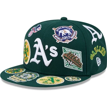 Grön platt keps justerad 59FIFTY All Over Oakland Athletics MLB från New Era