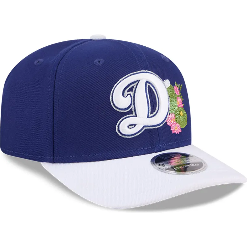 new-era-curved-brim-9seventy-stretch-snap-flower-los-angeles-dodgers-mlb-blue-and-white-snapback-cap