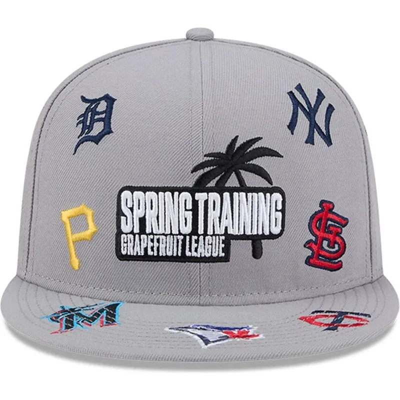 graue-flatcap-snapback-9fifty-scattered-grapefruit-league-logo-von-mlb-von-new-era