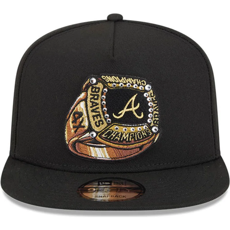 schwarze-flache-snapback-kappe-9fifty-a-frame-ring-der-atlanta-braves-mlb-von-new-era