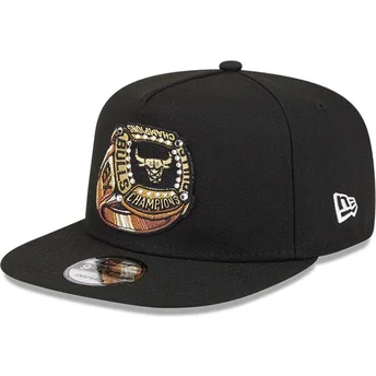Schwarze flache Snapback-Kappe 9FIFTY A Frame Ring der Chicago Bulls NBA von New Era