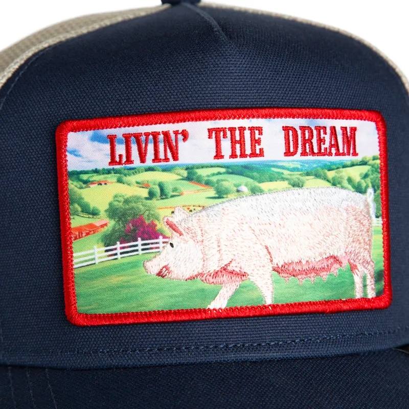 trucker-cap-marineblau-schwein-livin-the-dream-greener-grass-the-farm-von-goorin-bros