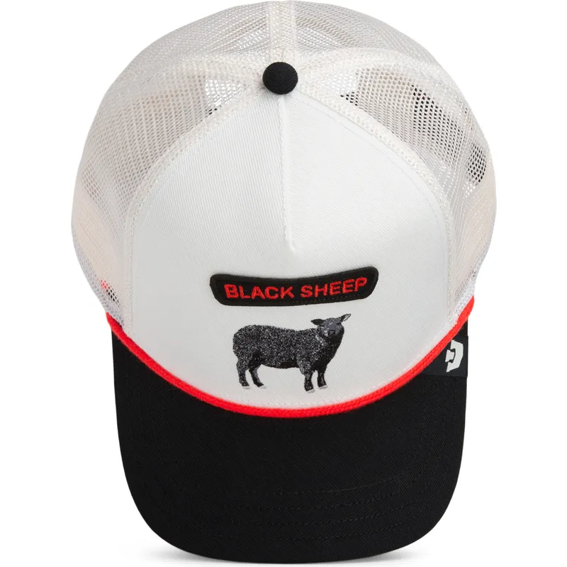 gorra-trucker-blanca-y-negra-oveja-pop-rocker-sheep-the-farm-de-goorin-bros