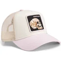 gorra-trucker-beige-y-rosa-calavera-the-cancelled-skull-whisper-the-farm-de-goorin-bros