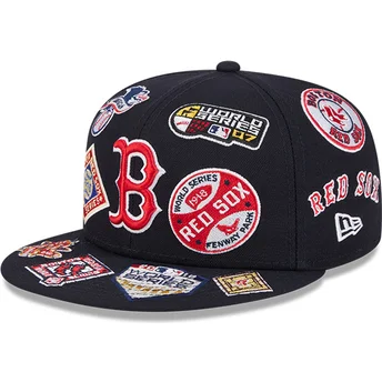 Marineblaue, anliegende 59FIFTY All Over Flat Cap der Boston Red Sox MLB von New Era
