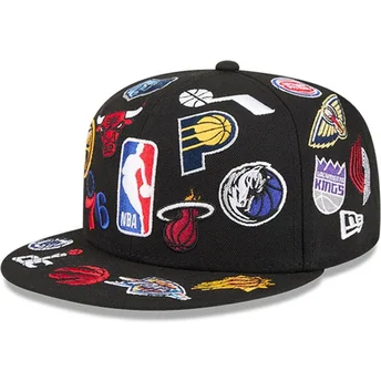 Cap lapos черен регулиран 59FIFTY All Over NBA New Era