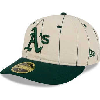 New Era Curved Brim 59FIFTY Retro Crown Linen Oakland Athletics MLB Beige Fitted Cap