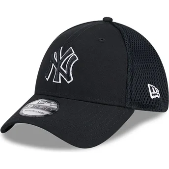 Schwarze angepasste Trucker-Kappe mit schwarzem Logo 39THIRTY Evergreen Neo der New York Yankees MLB von New Era